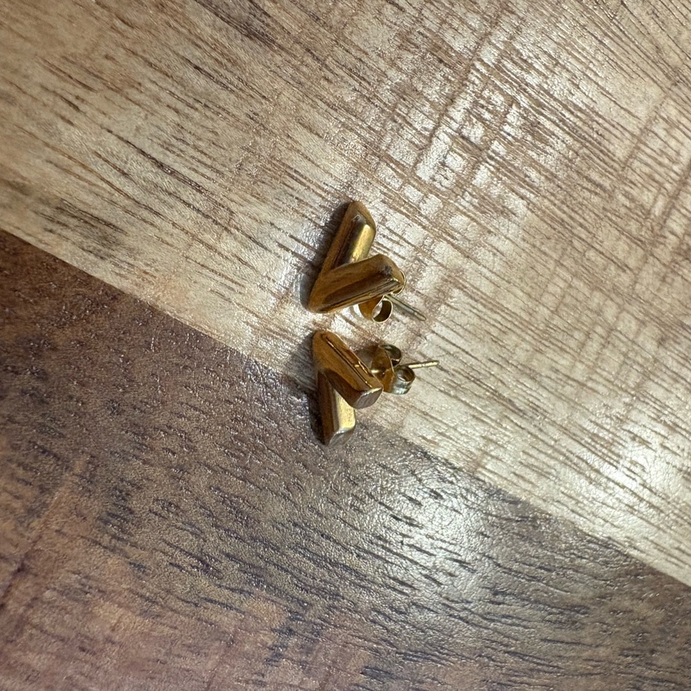 Gold Tone Triangle Stud Earrings